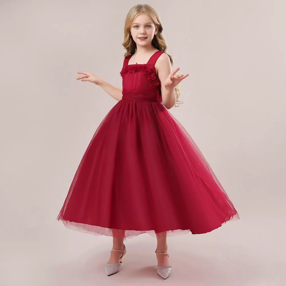 Трансграничное новое детское платье трехмерное цветочное фортепианное платье для девочек цветочница свадебное платье