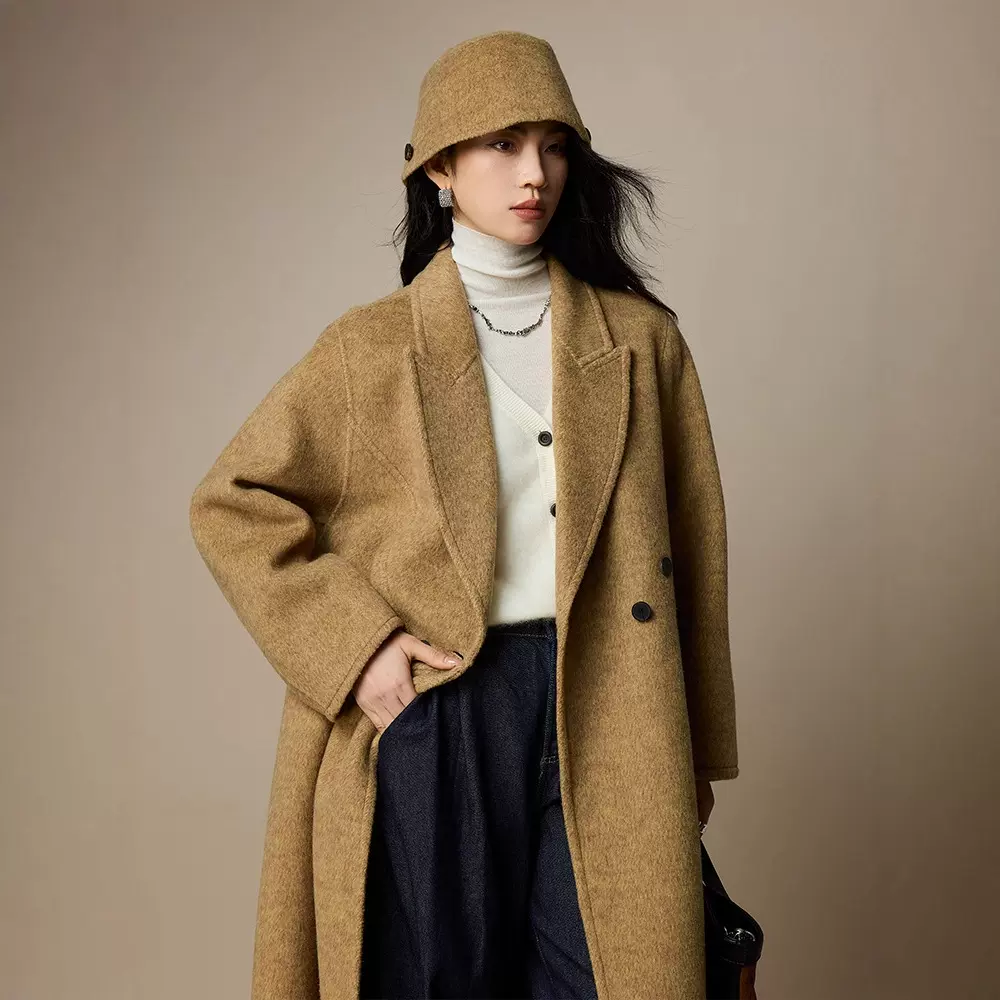 高级感双面羊绒羊毛大衣女秋冬毛呢外套2025新款女装翻领长款呢子