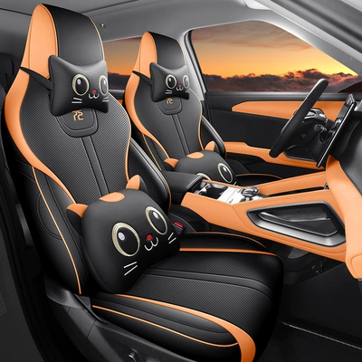 Modification Car Seat Cover, Modelə uyğun (Original) oturacaq örtükləri - black-orange-cartoon-version-note-the-model-year-rear-half-pack