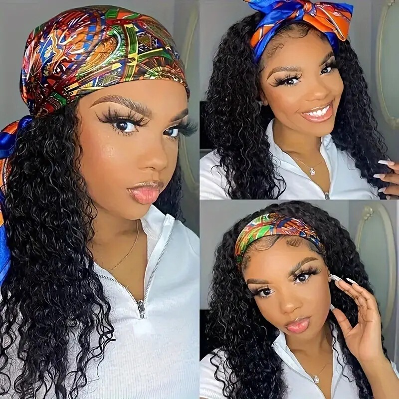 Cross-border Foreign Trade Wig Hot Selling Hair Band Small Roll Long Curly Hair Wig Full Head Cover European and American Women's Hair Band Style Wig Cross-border Foreign Trade Wig Hot Selling Hair Band Small Roll Long Curly Hair Wig Full Head Cover European and American Women's Hair Band Style Wig