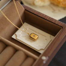 水滴八星芒宝石项链锁骨链钛钢镀18K金毛衣链小众设计感饰品吊坠