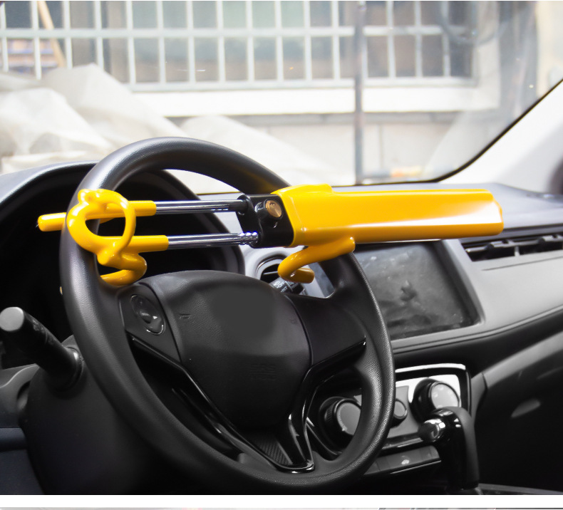 Car steering wheel lock car U-shaped double hook anti-theft lock multifunctional adjustable telescopic self-defense security car lock
