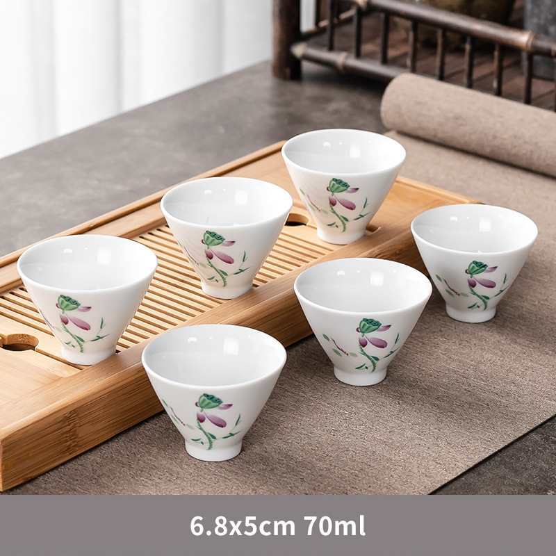 백자 버킷 컵-로터스 6 팩