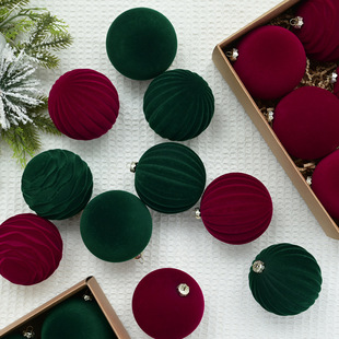 Flocking ball Christmas ball dark velvet Christmas Ball Christmas Christmas Christmas tree decorations Amazon cross-border new