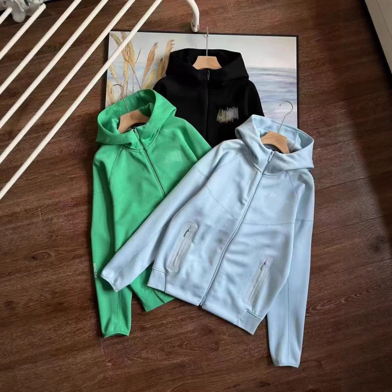 Cross-Border In-Stock Nk Jacket Spring and Autumn Sports Air Layer Hooded Casual Loose Zipper Jacket Couple Style