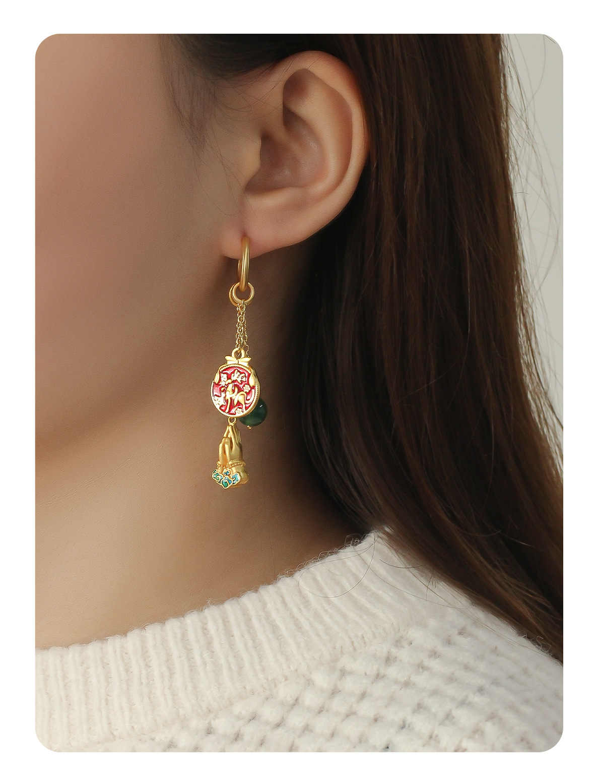 New Chinese in spring summer are light luxurious, high grade, auspicious pattern, enamel, China-Chic earrings, small_voghion.com