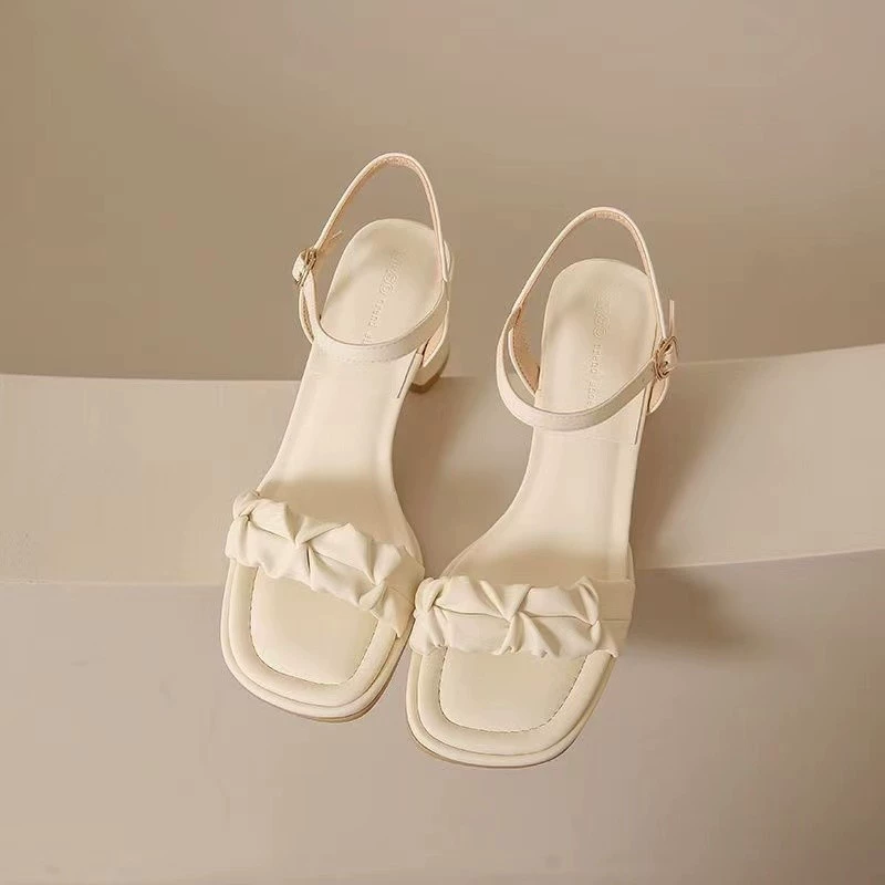 Британские сандалии на каблуках женские 2023 летняя мода новая фея фея с толстым каблуком летние сандалии