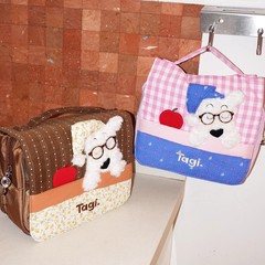 Tagi. 「笑」子犬おやすみかわいい大容量収納袋ポータブルトイレタリーバッグ収納化粧品袋女性用