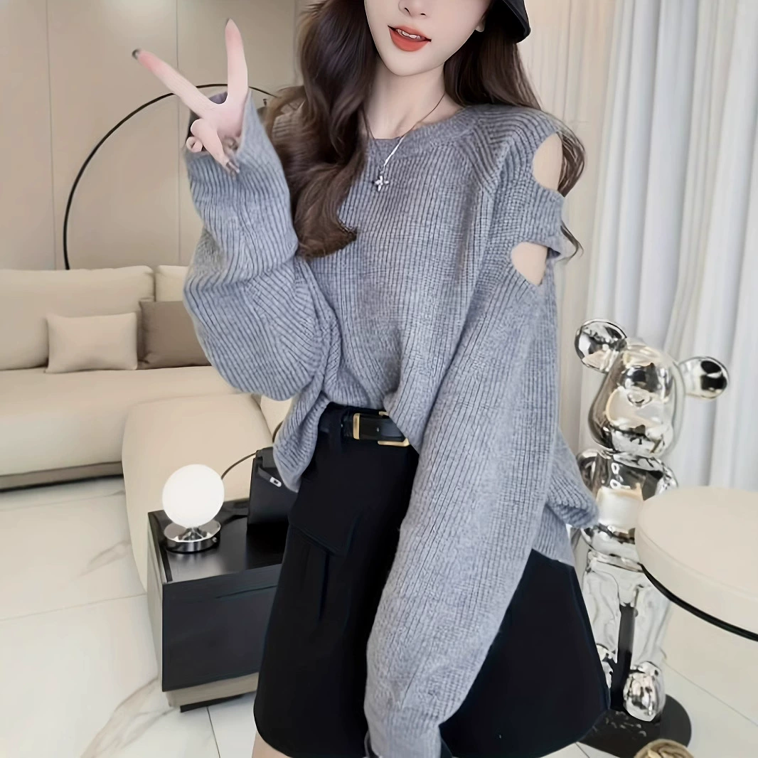 Хит продаж Amazon: новая коллекция осень-зима, свободный крой, утягивающий эффект, открытое плечо, универсальный топ для полных женщин.