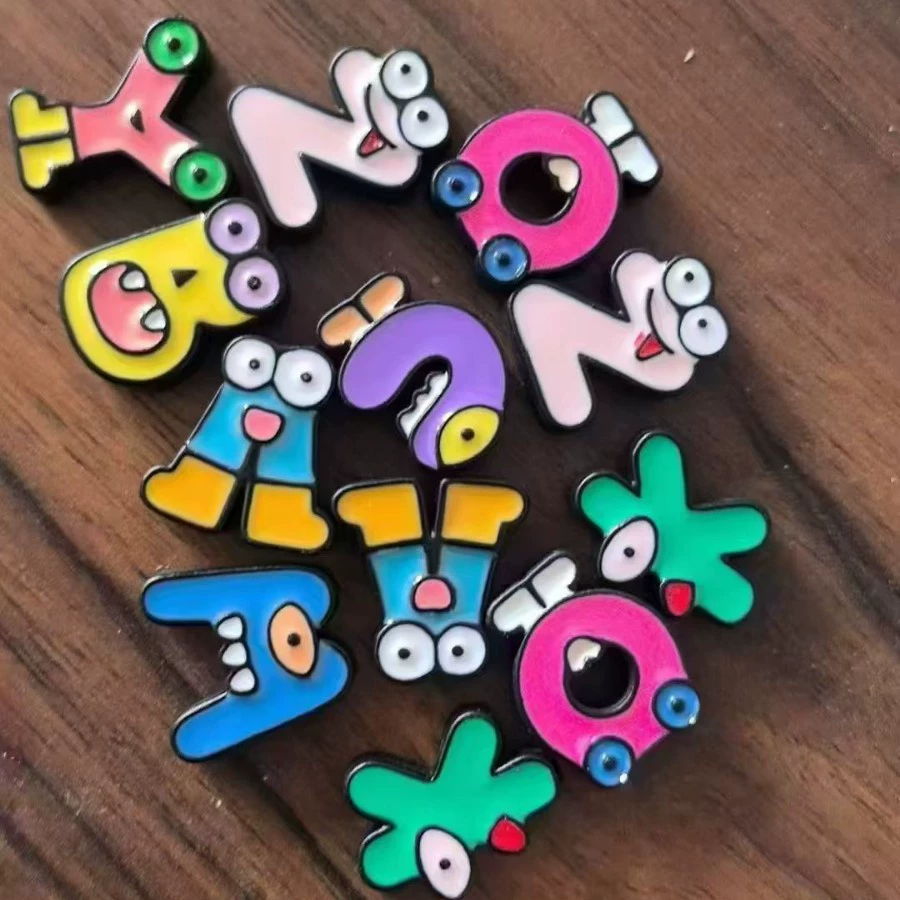 Cartoon plastic colour map with letters, shoelace buckle