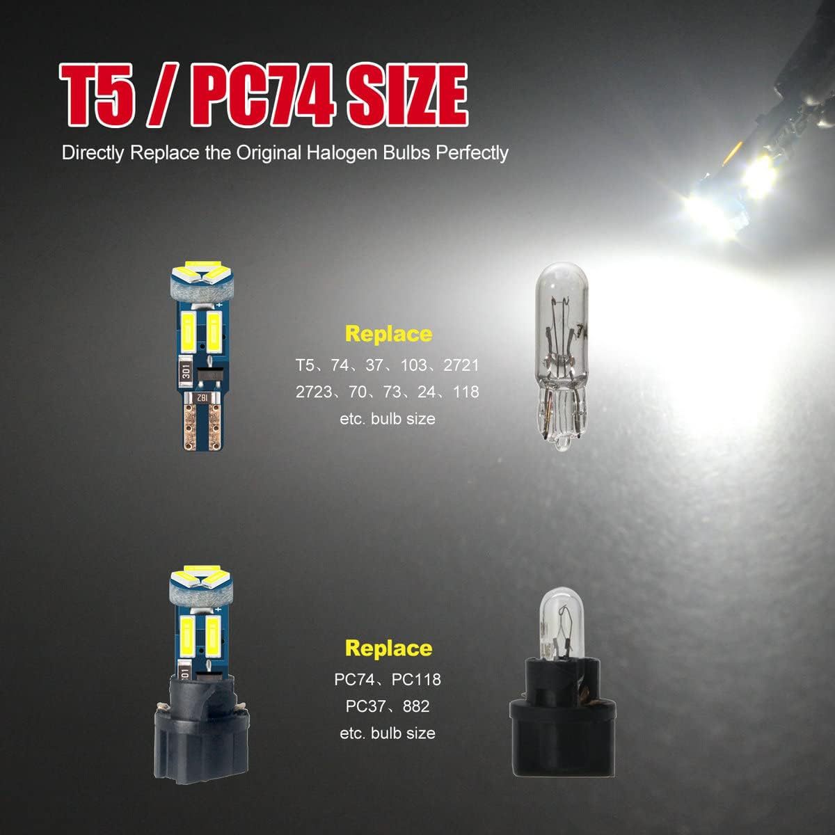 Luz de instrumentos LED de automóvil brillante T5 4014 7SMD LED indicador T5 panel de instrumentos base de banda de luz 10 image 2