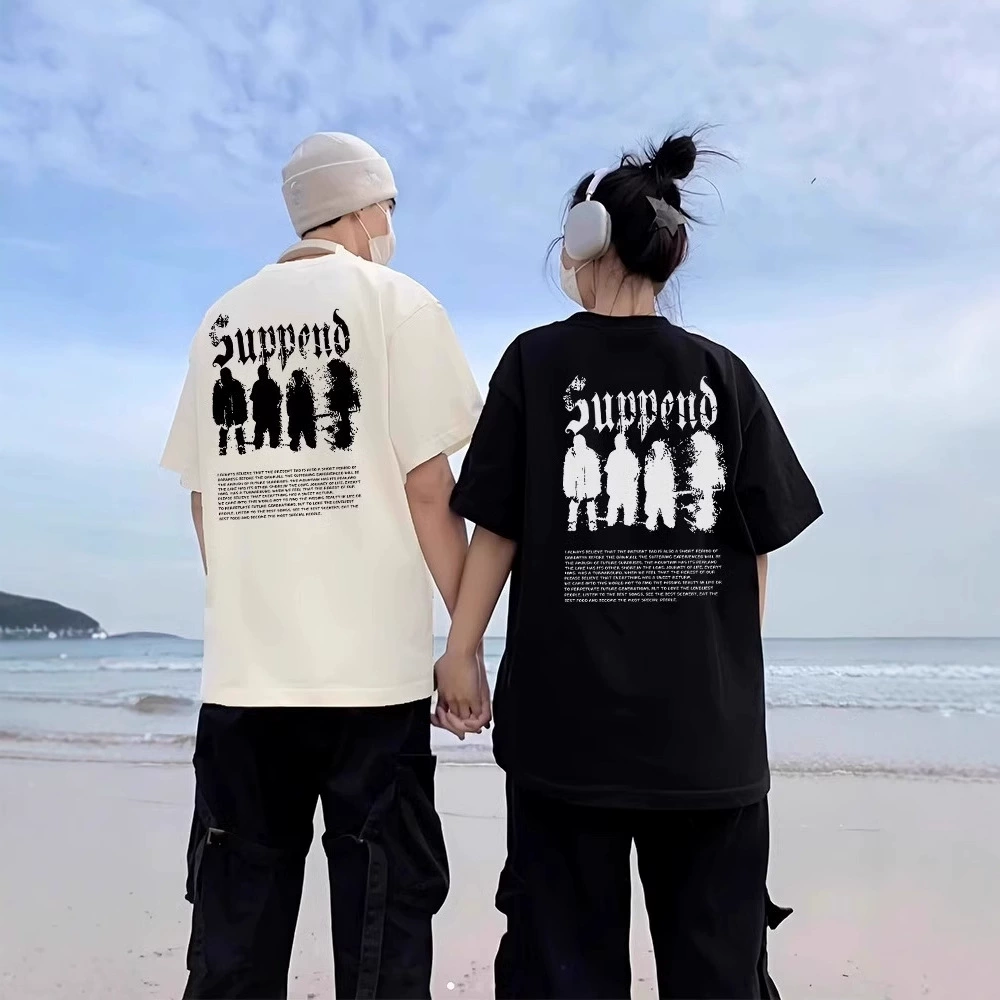 Новая уникальная и отличающаяся от других футболка с коротким рукавом, летняя одежда, специальная одежда для пар интернет-знаменитостей, элитная ниша 2025 года.