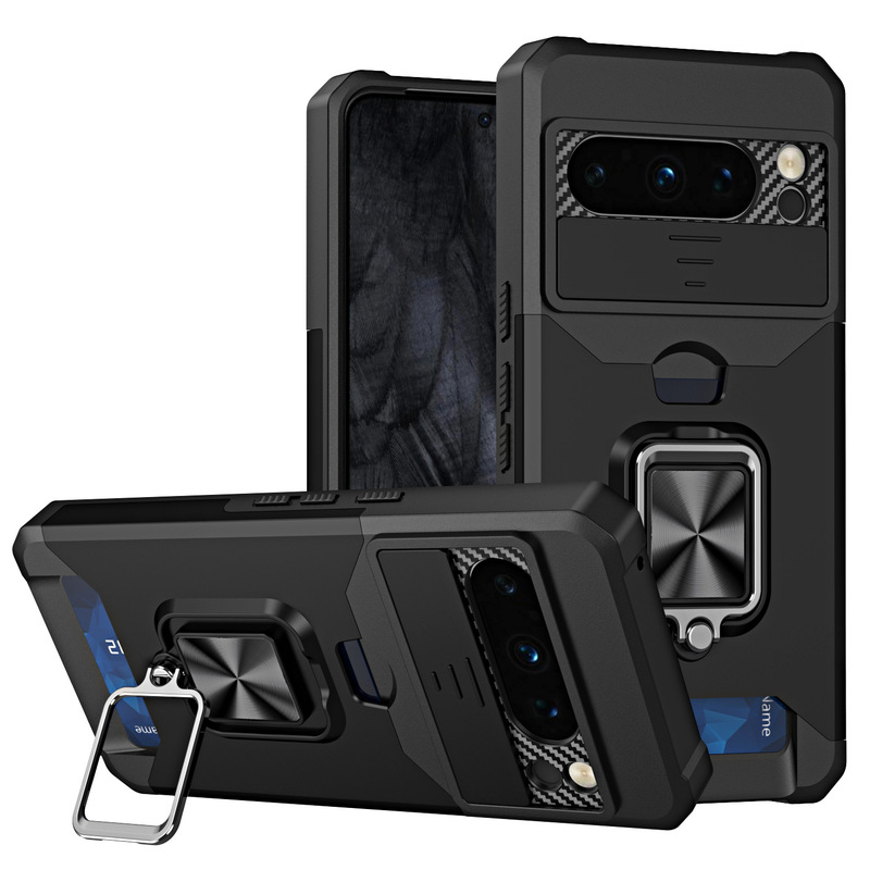 Cross-Border Applicable Google 11Pro Card-Inserting Sliding Window Phone Case Pixel11 Ring Stand Anti-Drop Protective Cover Cross-Border Applicable Google 11Pro Card-Inserting Sliding Window Phone Case Pixel11 Ring Stand Anti-Drop Protective Cover