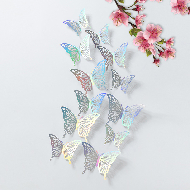 3D 3D color simulación mariposa pegatinas de pared sala de estar dormitorio fondo decoración de pared sentido avanzado hogar creativo bricolaje
