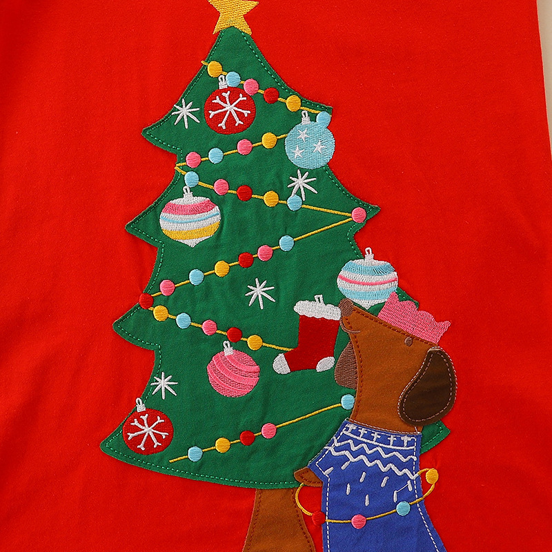 Suministro transfronterizo estilo europeo y americano otoño niñas vestido lindo árbol de Navidad costura falda medio y pequeño vestido de bebé de los niños image 6