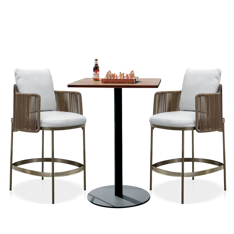 Mesa y silla al aire libre patio balcón jardín mesa de teca al aire libre mesa y silla de caña nórdica ocio muebles combinados