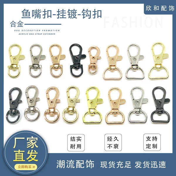 Various Specifications of Luggage Hardware Accessories, Hook Buckles, Bag Straps, Tag Connectors, Zinc Alloy Fish Mouth Buckles, Bag Chain Buckles