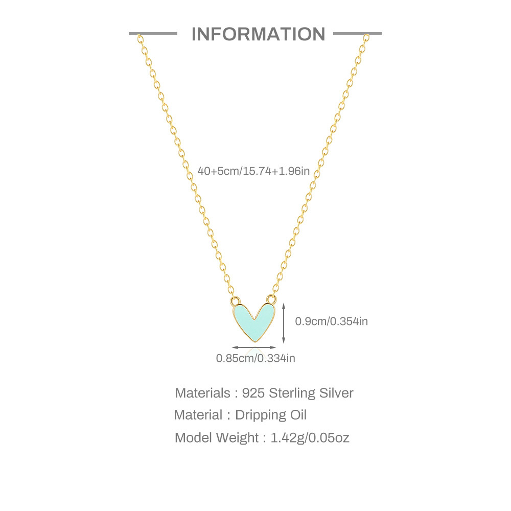 925 Sterling Silver Heart Shape 925 Sterling Silver Cable Chain Pendant Necklace display picture 1