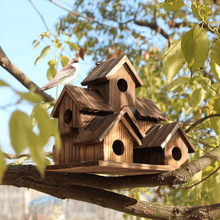 A 87520 Wooden Creative Birdhouse Hanging Feeder ��԰ʵľ��