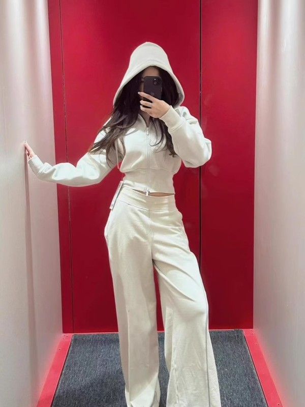 白灰色短款卫衣外套2025早秋新款连帽开衫美式辣妹运动休闲上衣|undefined