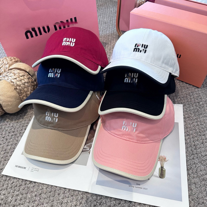 【Miu】Original New Style Baseball Cap with Contrasting Colors, Fashionable Edging, Classic Hat with Dustproof Bag, Sun Protection