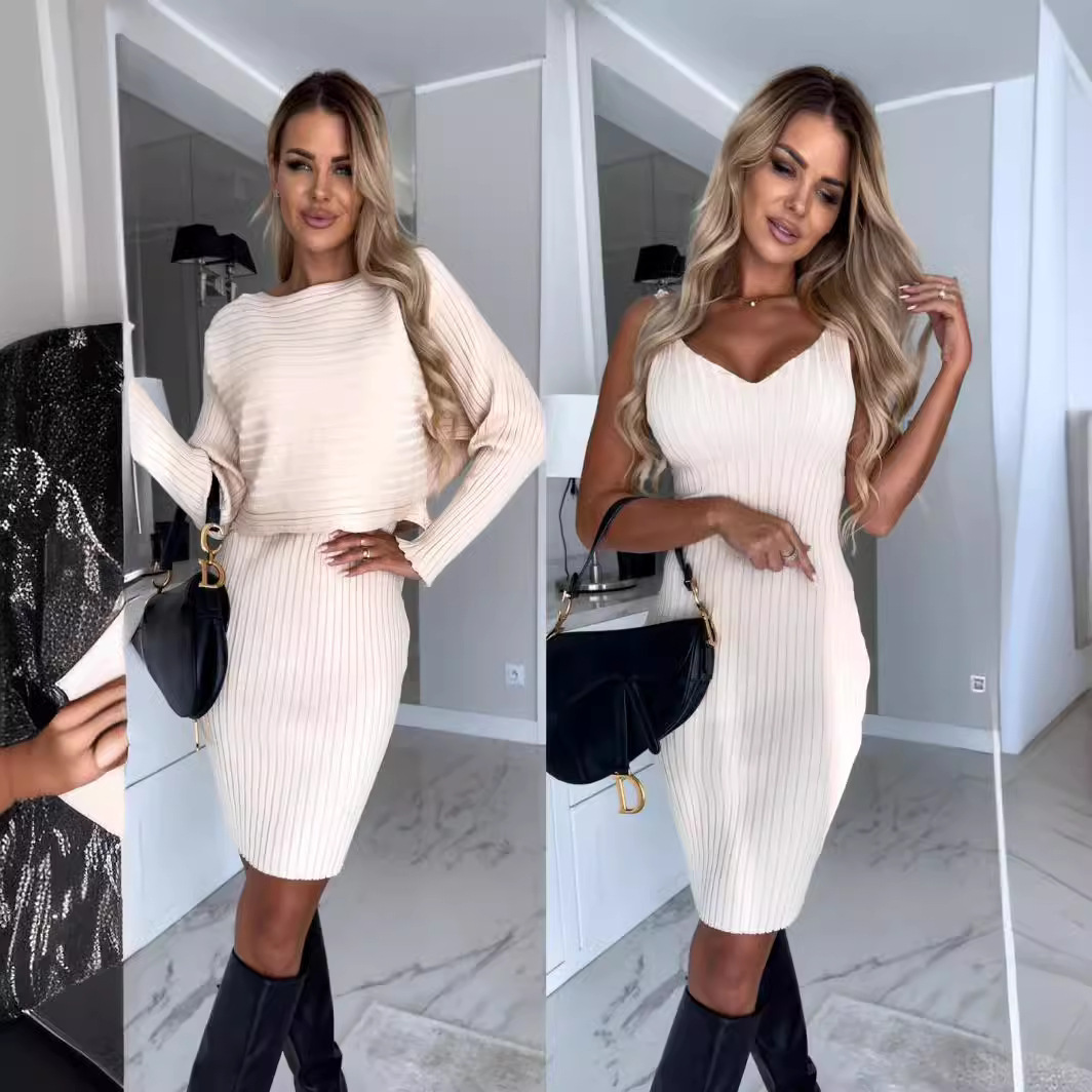 Conjunto de moda para mujer (chaqueta de manga larga y falda de tirantes), estilo nuevo de otoño, venta en Amazon