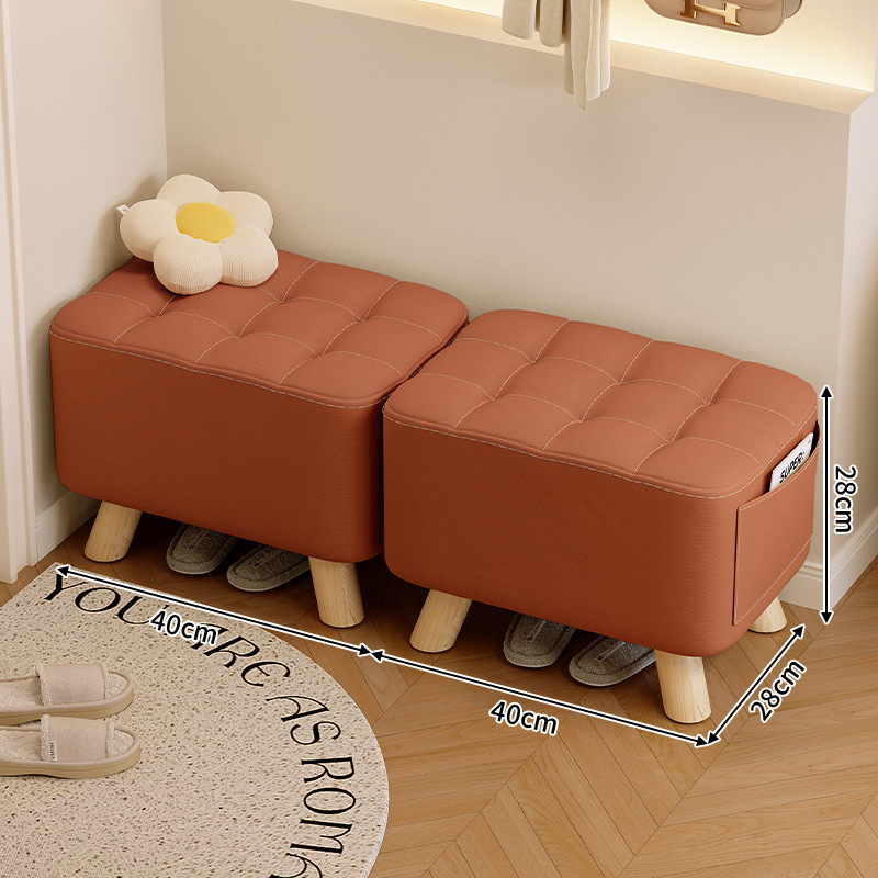 Taburetes de tela, taburetes de sofá de sala de estar, taburetes de cambio de zapatos para el hogar, taburetes bajos, taburetes modernos y simples