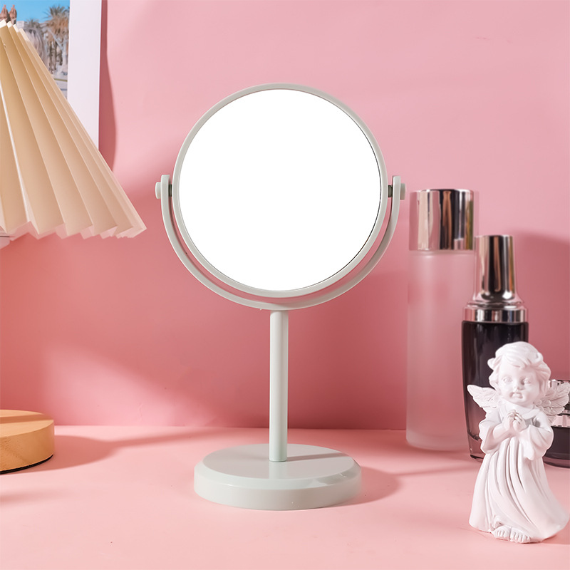 Espejo de Maquillaje de Escritorio de Doble Cara Plástico y Vidrio con Aumento para Baño y Dormitorio