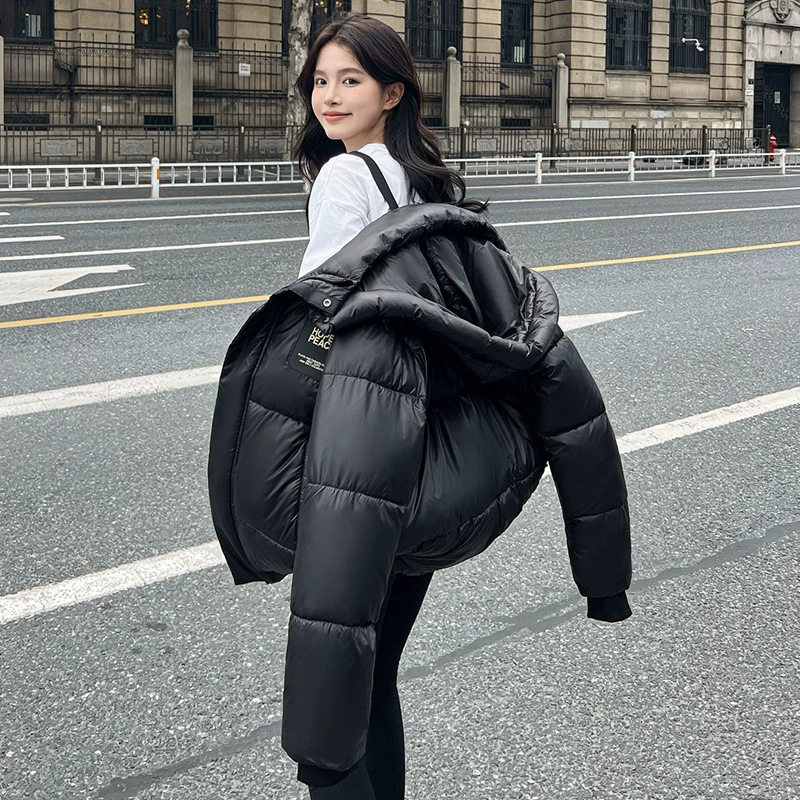 Продвинутый смысл утолщенный стоячий воротник одноразовая пуховая хлопчатобумажная одежда женский короткий 2024 новый маленький человек PUpu кожаный модный пиджак