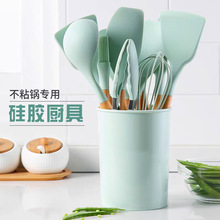 硅胶锅铲不粘锅炒菜漏勺隔食物夹汤勺硅胶厨具12件套炒铲套装跨境