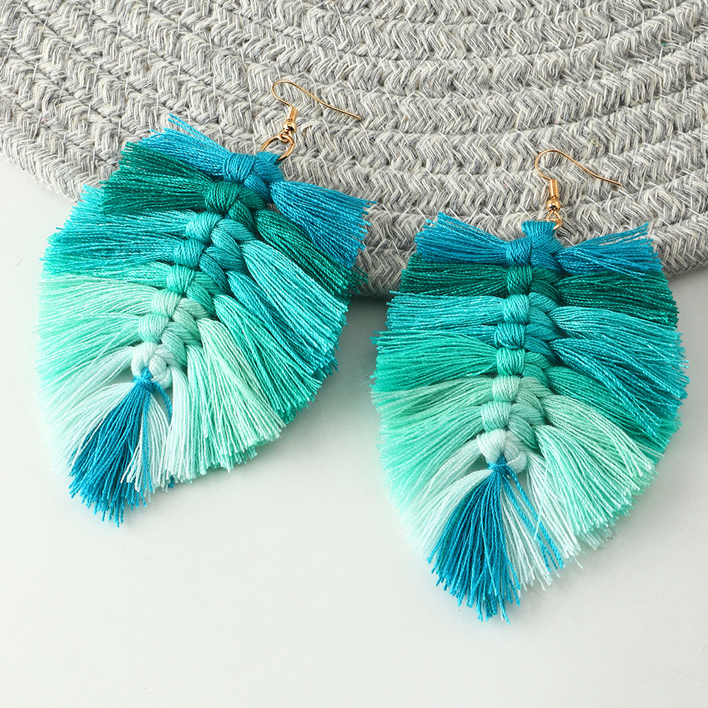 Naizhu Handmade Diy European And American Bohemian Tassel Earrings Vintage Feather Long Earrings Ethnic Earrings display picture 8