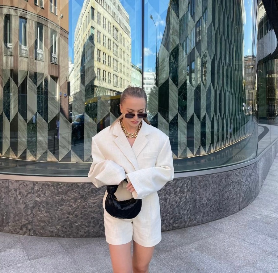 GraceChic 2022 Autumn New European And American Women's Fashion Long Sleeve Blazer High Waist Short Sexy Hot Girl Outfit Wholesale_voghion.com