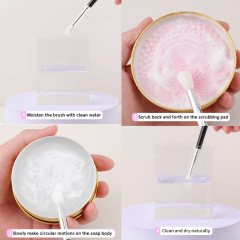 Wholesale Cosmetic Brush Cleaning Soap, Peach Scented Soap with Brush Mat and Puff Makeup Brush Cleaning Gadget Beauty Tool