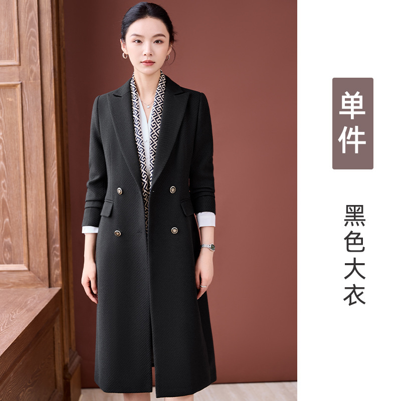 2025年秋冬季新款高级感呢子大衣女时尚简约气质女神范中长款外套|undefined