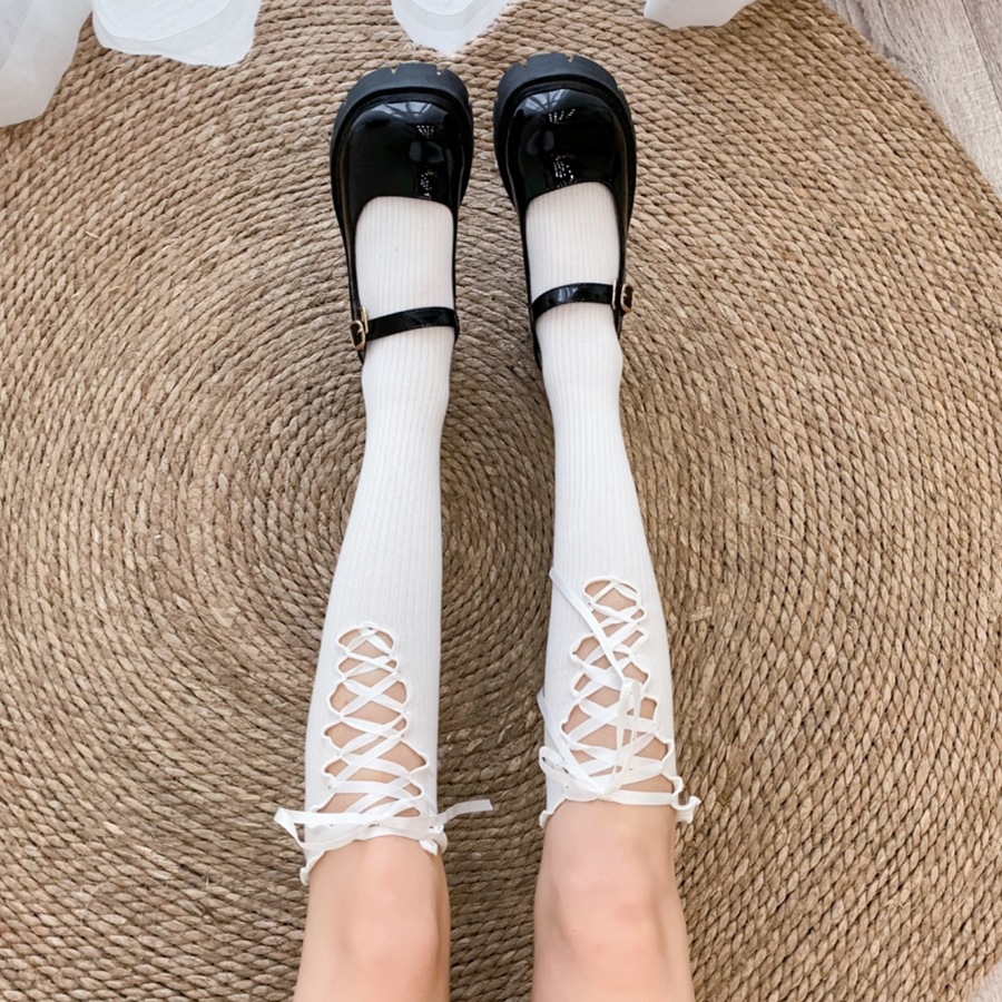 INS Lolita combed cotton leg socks teenage sweet princess wind cross straps jk in tube socks cotton socks