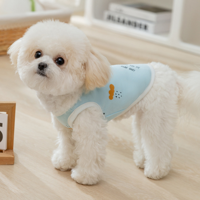 Primavera y verano perro casual fresco lindo chaleco estampado gato de dos patas delgado transpirable ropa para perros de peluche