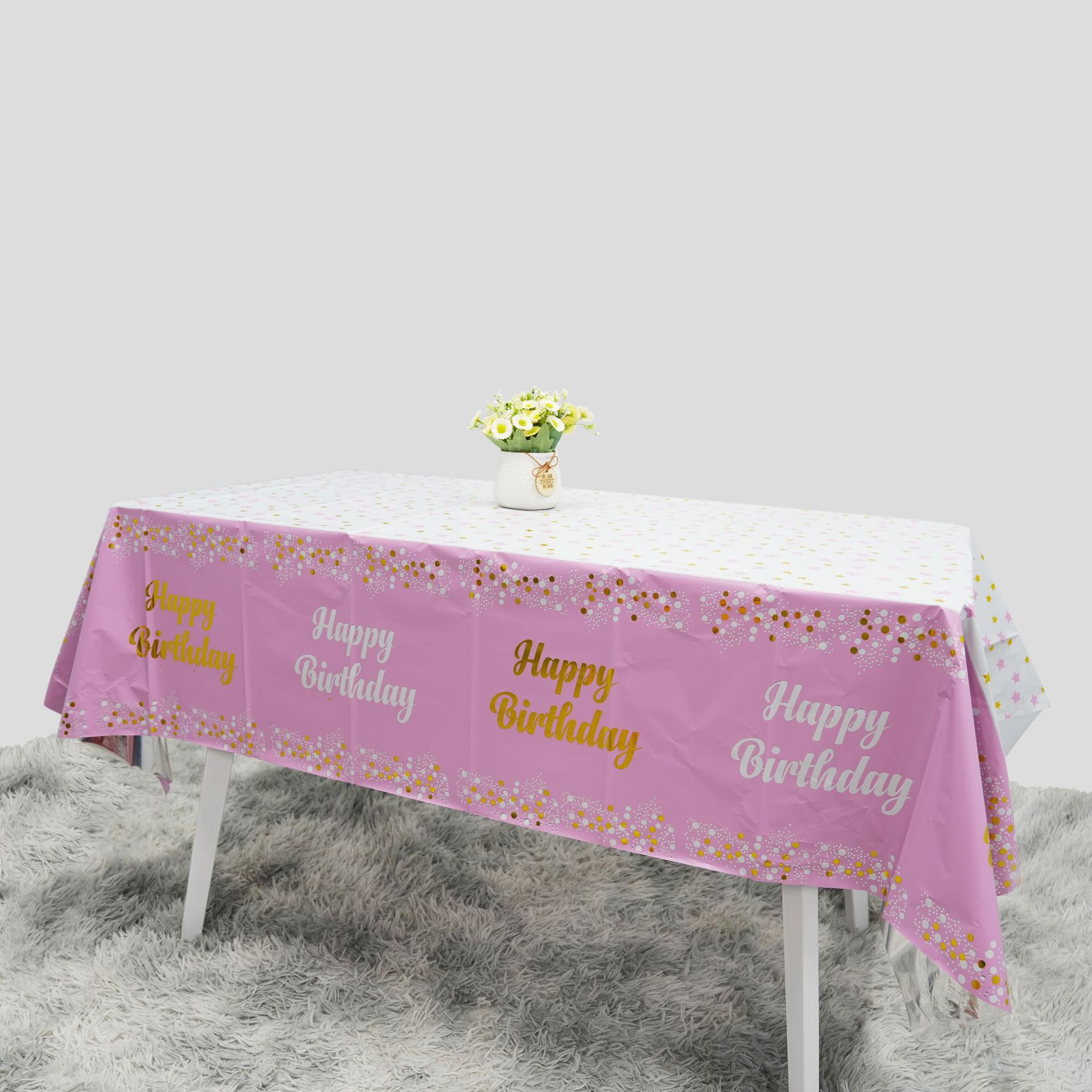 [Procesamiento de limpieza] impresión en inglés Amazon tela de mesa a prueba de aceite a prueba de agua fiesta de cumpleaños tela de mesa decorativa a prueba de polvo