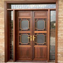 岭南西关满洲窗平开门窗海棠花玻璃中式仿古实木门窗隔断屏风门