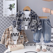 男童春秋季套装2025新款婴儿童洋气休闲衬衫长袖三件套宝宝潮代发