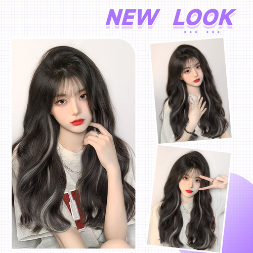 Wig highlights for women's long hair, one-piece, fluffy, invisible, simulated V-shaped long curly hair extensions
