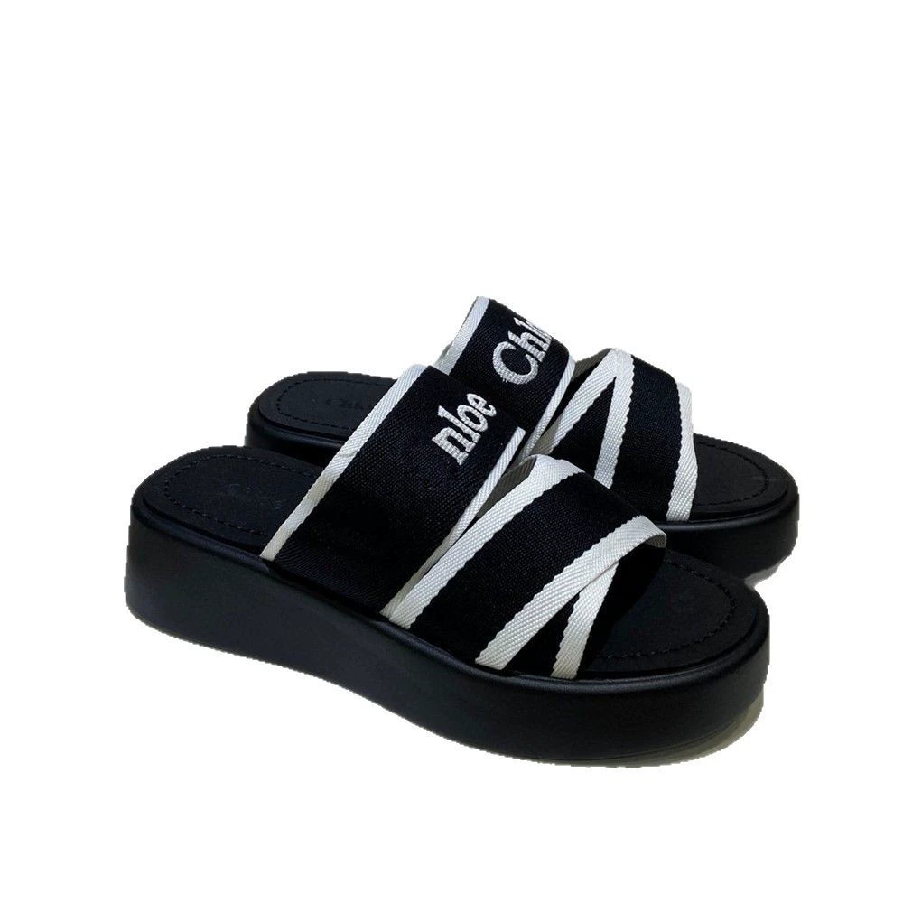 Slippers, summer piercing with letters, beach footwear platform, (Cross-border trading), European style, plus size, with embroidery
