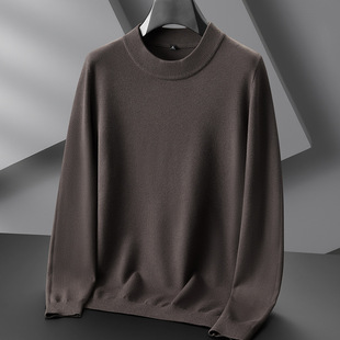 Fat Brother 2025 Autumn New Men's Plus Size Half-Turtleneck Sweater Knitted Spring Solid Color Long Sleeve Base Layer