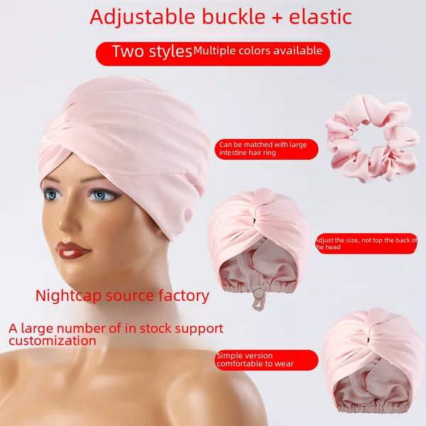 Cross-Border Double-Layer Adjustable Satin Imitation Silk Hair Care Cap, Silk Makeup Cap, Headscarf Cap, Night Cap, Hair Accessory