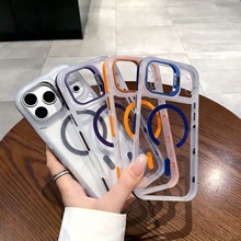 适用苹果17promax五金镜头支架手机壳iphone16透明磁吸防摔保护套