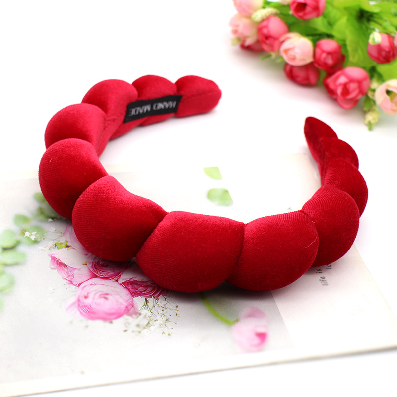 Nuevo creativo Concha diadema femenina Otoño e Invierno elegante alto Cráneo superior Red roja flor diadema terciopelo simple transfronteriza accesorios para el cabello