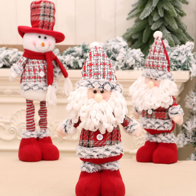 Nuevo mediano muñeca retráctil Navidad viejo muñeco de nieve muñeca Navidad regalo Navidad decoración adornos