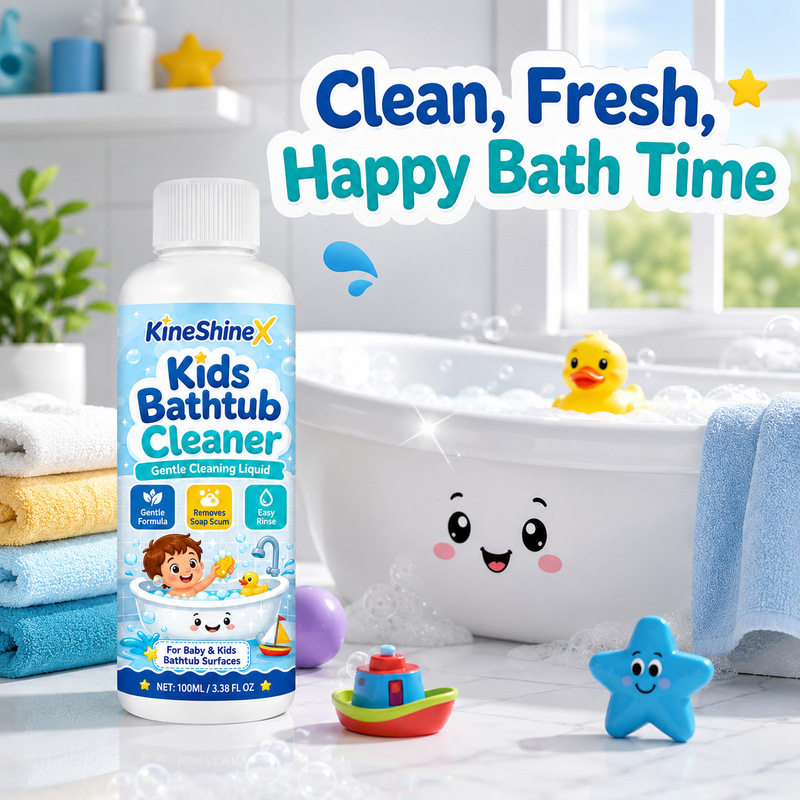 Kineshinex Kidsren's Bathtub Cleaning Liquid Has a Gentle Formula to Remove Soap and Scale from the Bathtub and Is Easy to Rinse Off Kineshinex Kidsren's Bathtub Cleaning Liquid Has a Gentle Formula to Remove Soap and Scale from the Bathtub and Is Easy to Rinse Off