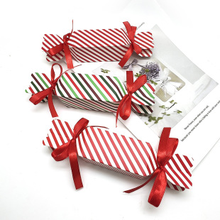 Red striped wedding candy box tie box lipstick box with ribbon party holiday supplies