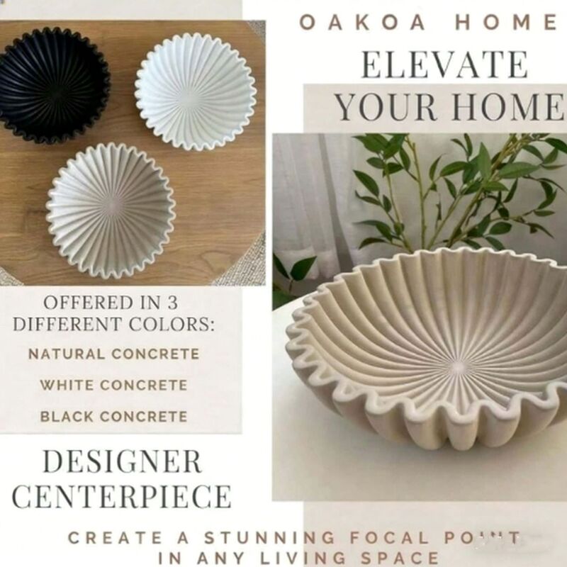 Cross-Border New Product Resin Crafts Ruffle Shape Bowl Entrance Decoration Storage Box Home Furnishings Ready for Sale