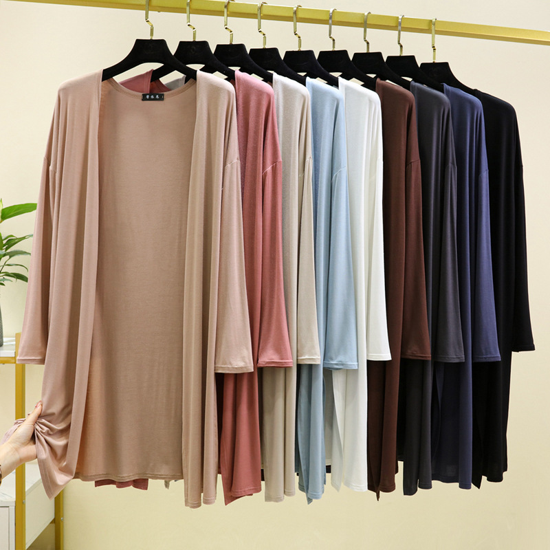 Modal Cardigan Summer Sun Protection Clothing Knitted Long-sleeved Jacket Shawl Loose Korean Style Long Thin Air-conditioning Shirt for Women Modal Cardigan Summer Sun Protection Clothing Knitted Long-sleeved Jacket Shawl Loose Korean Style Long Thin Air-conditioning Shirt for Women